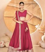 Rani pink Sequins Embroidered Faux Blooming Lehenga Choli With Dupatta