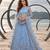 MINT BLUE NET BEATS & THREAD EWMBROIDERY WITH SEQUINCE WORK FESTIVE LEHENGA CHOLI SET FOR WOMEN'S