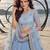 MINT BLUE NET BEATS & THREAD EWMBROIDERY WITH SEQUINCE WORK FESTIVE LEHENGA CHOLI SET FOR WOMEN'S