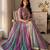 Purple&teal silk blend readymade anarkali suit with embroidery & beads work