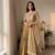 Mustard silk blend readymade anarkali suit with embroidery & beads work