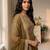 Mustard silk blend readymade anarkali suit with embroidery & beads work