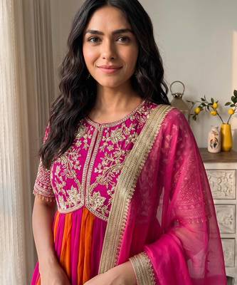 Rani&rust silk blend readymade anarkali suit with embroidery & beads work 2