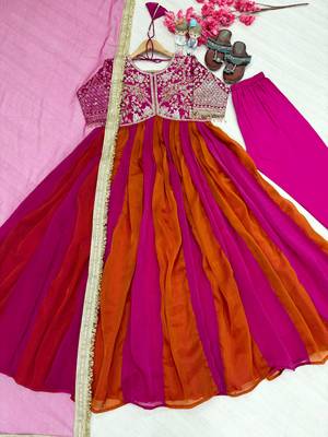 Rani&rust silk blend readymade anarkali suit with embroidery & beads work 4
