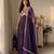 Violet&green silk blend readymade anarkali suit with embroidery & beads work