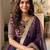 Violet&green silk blend readymade anarkali suit with embroidery & beads work