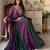 Violet&green silk blend readymade anarkali suit with embroidery & beads work