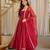 Maroon chinon readymade anarkali suit with embroidery & sequence work
