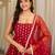 Maroon chinon readymade anarkali suit with embroidery & sequence work