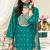 Teal chinon readymade suit with embroidery & sequence work