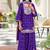Violet chinon readymade suit with embroidery & sequence work