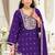 Violet chinon readymade suit with embroidery & sequence work