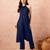 Navyblue rayon solid sleeveless kurta pant stylish ethnic co-ord set