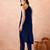 Navyblue rayon solid sleeveless kurta pant stylish ethnic co-ord set