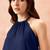 Navyblue rayon solid sleeveless kurta pant stylish ethnic co-ord set