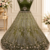 Olive Color Zari Embroidery,Sequins And Beads Work Net Lehenga Choli