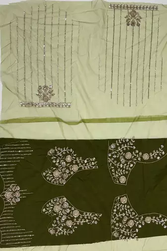 Olive Color Zari Embroidery,Sequins And Beads Work Net Lehenga Choli