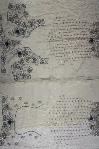 Light Cream Color Thread,Sequins And Beads Work Silk_Blend Lehenga Choli