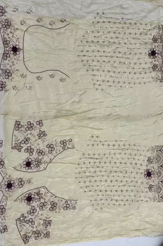 Light Cream Color Thread,Sequins And Beads Work Silk_Blend Lehenga Choli