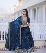 Silk Lehenga Choli Set With Zari Embroidery And Pipe Beads