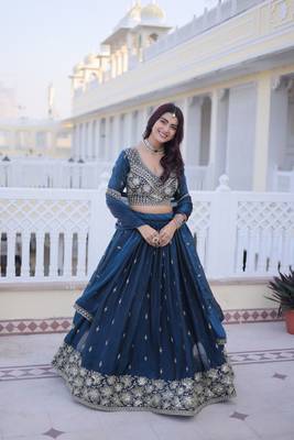 Silk Lehenga Choli Set With Zari Embroidery And Pipe Beads 3