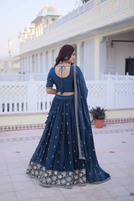 Silk Lehenga Choli Set With Zari Embroidery And Pipe Beads 5