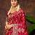 smart and ethnic crimson color silk blend fabric woven designer ethnic rich looks saree