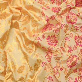 Light yellow silk blend jacuard work festival saree with unstitched blouse piece 2
