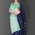 Blue turquoise silk blend jacuard work festival saree with unstitched blouse piece