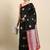 Black red silk blend jacuard work festival saree with unstitched blouse piece