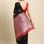Black red silk blend jacuard work festival saree with unstitched blouse piece