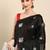 Black red silk blend jacuard work festival saree with unstitched blouse piece