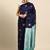 Blue turquoise silk blend jacuard work festival saree with unstitched blouse piece