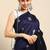 Blue turquoise silk blend jacuard work festival saree with unstitched blouse piece