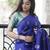 Blue turquoise silk blend jacuard work festival saree with unstitched blouse piece