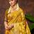 smart and ethnic mustard yellow color silk blend fabric woven designer ethnic rich looks saree