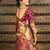 Green pink silk blend jacuard work festival saree with unstitched blouse piece