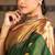 Green pink silk blend jacuard work festival saree with unstitched blouse piece