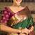 Green pink silk blend jacuard work festival saree with unstitched blouse piece
