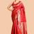 Red silk blend jacuard work festival saree with unstitched blouse piece