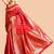 Red silk blend jacuard work festival saree with unstitched blouse piece