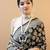 Grey black silk blend jacuard work festival saree with unstitched blouse piece