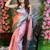 Baby pink black silk blend jacuard work festival saree with unstitched blouse piece