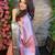Baby pink black silk blend jacuard work festival saree with unstitched blouse piece