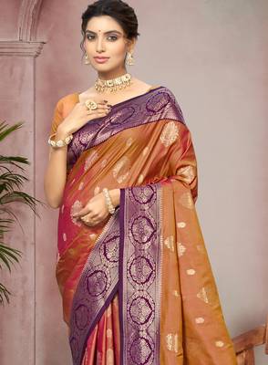 mustard gold color smart soft silk blend woven designer ethnic festive saree 2
