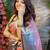 Baby pink black silk blend jacuard work festival saree with unstitched blouse piece