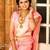 Baby pink black silk blend jacuard work festival saree with unstitched blouse piece