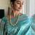 Sky blue silk blend jacuard work festival saree with unstitched blouse piece