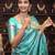 Sky blue silk blend jacuard work festival saree with unstitched blouse piece