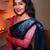 Blue pink silk blend jacuard work festival saree with unstitched blouse piece